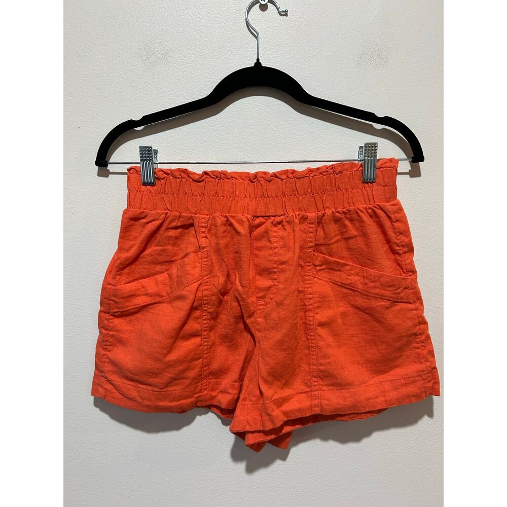 A New Day linen blend shorts size XS red elastic waist pockets